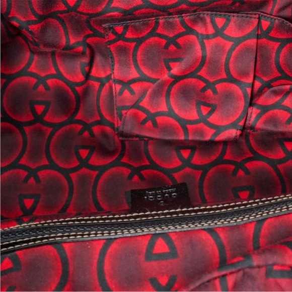Gucci Snow Glam Leather Boston Bag, vintage 90s, red/black/white, EUC - Picture 12 of 16